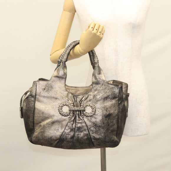 Salvatore Ferragamo Tote Bag Leather Beige Gold Auth BA1343