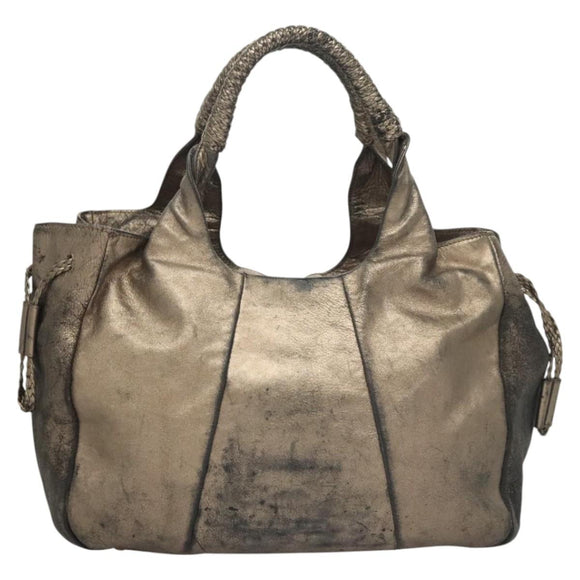 Salvatore Ferragamo Tote Bag Leather Beige Gold Auth BA1343