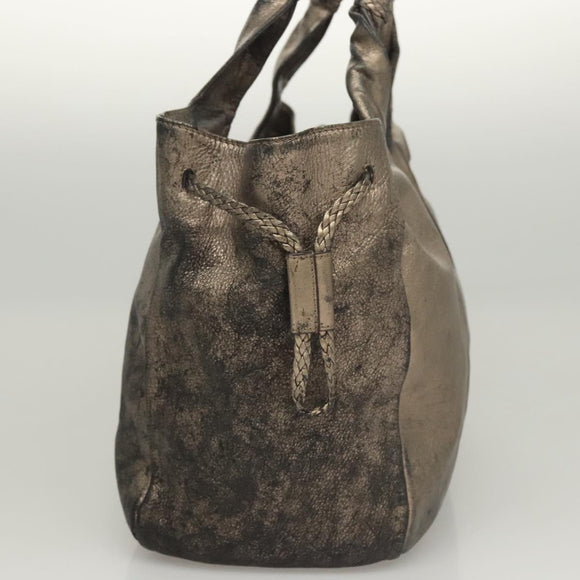 Salvatore Ferragamo Tote Bag Leather Beige Gold Auth BA1343