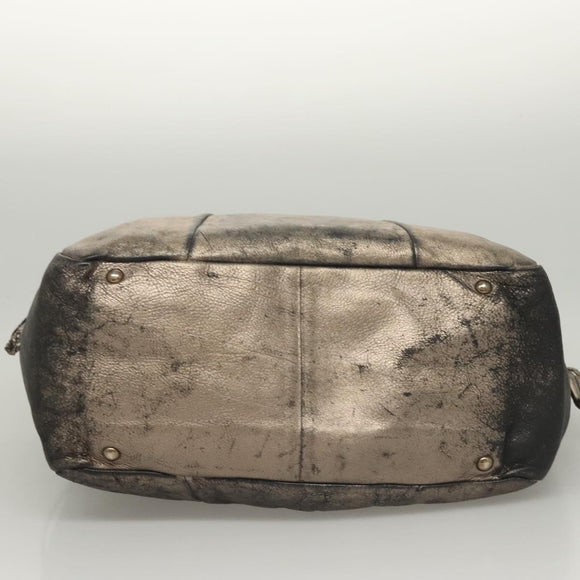 Salvatore Ferragamo Tote Bag Leather Beige Gold Auth BA1343