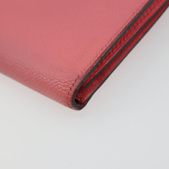 HERMES Bearn Soufflet Wallet Leather Pink Auth BA13430