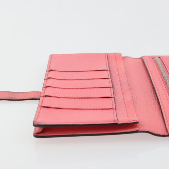 HERMES Bearn Soufflet Wallet Leather Pink Auth BA13430