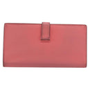 HERMES Bearn Soufflet Wallet Leather Pink Auth BA13430-2