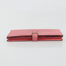 HERMES Bearn Soufflet Wallet Leather Pink Auth BA13430-5