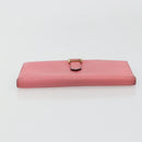HERMES Bearn Soufflet Wallet Leather Pink Auth BA13430-6