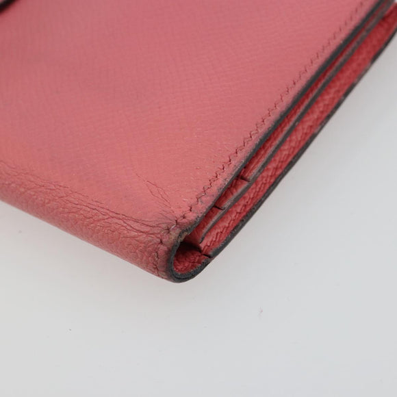 HERMES Bearn Soufflet Wallet Leather Pink Auth BA13430