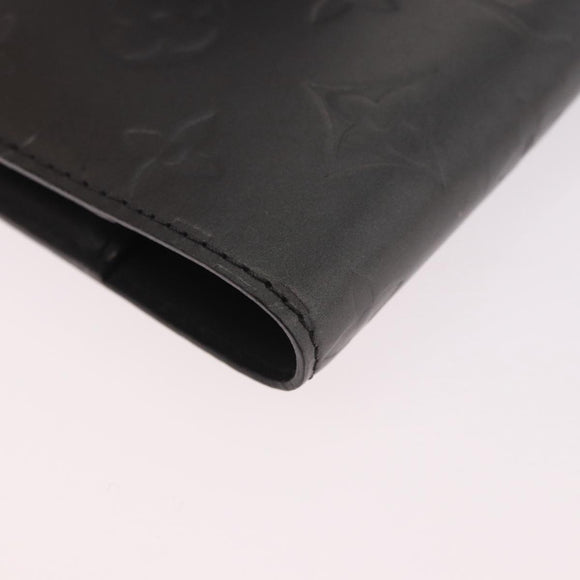 LOUIS VUITTON Monogram mat Agenda PM Planner Cover Black R20932 Auth BA13431A