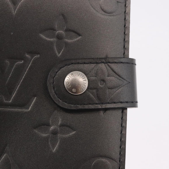 LOUIS VUITTON Monogram mat Agenda PM Planner Cover Black R20932 Auth BA13431A