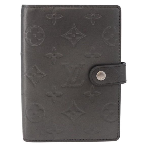 LOUIS VUITTON Monogram mat Agenda PM Planner Cover Black R20932 Auth BA13431A