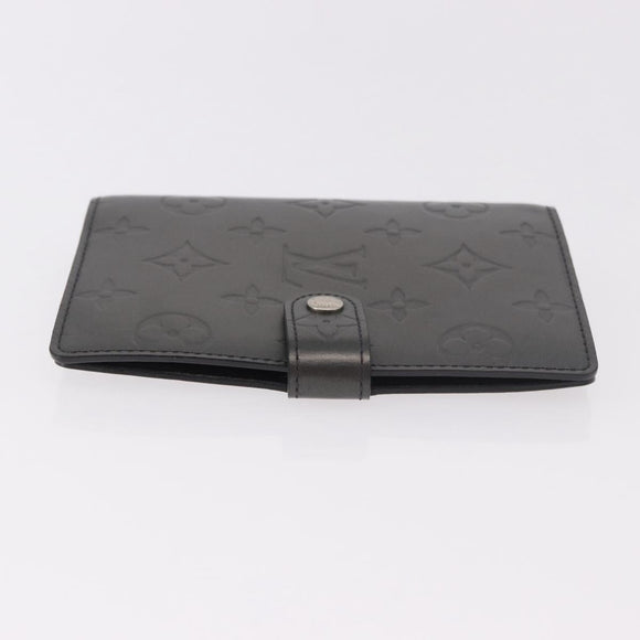 LOUIS VUITTON Monogram mat Agenda PM Planner Cover Black R20932 Auth BA13431A