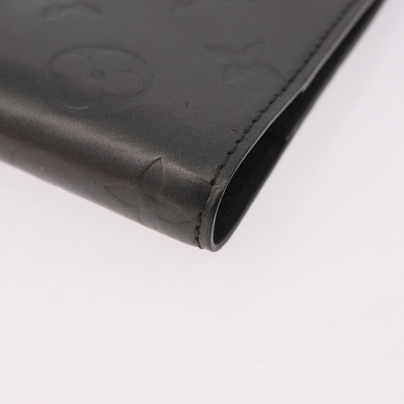 LOUIS VUITTON Monogram mat Agenda PM Planner Cover Black R20932 Auth BA13431A