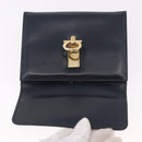 Salvatore Ferragamo Gancini Pouch Leather Navy Gold Auth BA13433A-9