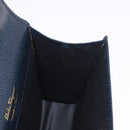 Salvatore Ferragamo Gancini Pouch Leather Navy Gold Auth BA13433A-17