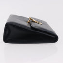 Salvatore Ferragamo Gancini Pouch Leather Navy Gold Auth BA13433A-3