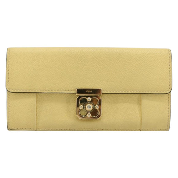 Chloe Long Wallet Leather Yellow Auth BA13434A