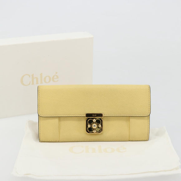 Chloe Long Wallet Leather Yellow Auth BA13434A