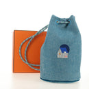 HERMES Schoudertas Epope Wol Blauw Auth BA13435M-12