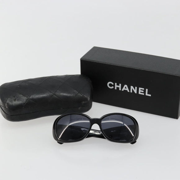 CHANEL Camelia Sunglasses plastic Black CC Auth BA13438