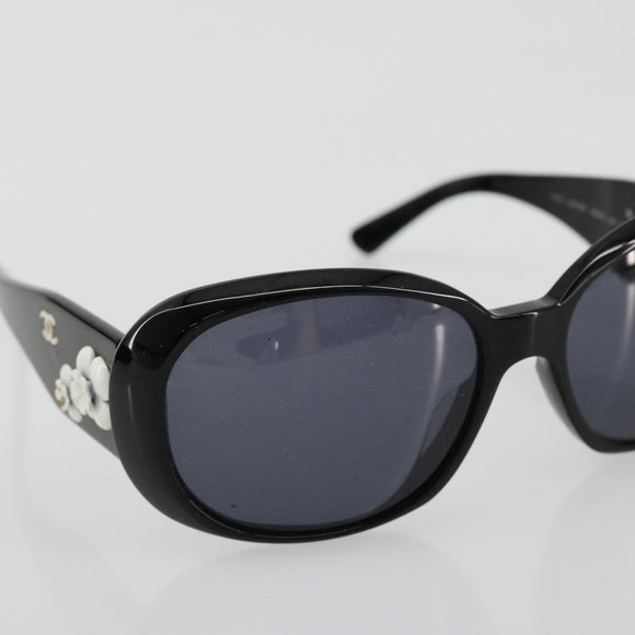CHANEL Camelia Sunglasses plastic Black CC Auth BA13438