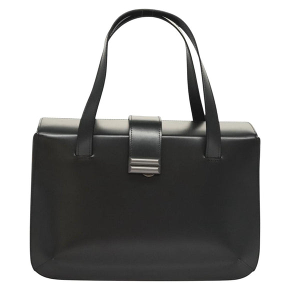 BALLY Hand Bag Leather Black Auth BA1344