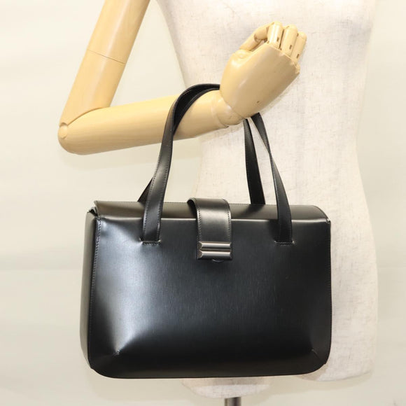 BALLY Hand Bag Leather Black Auth BA1344
