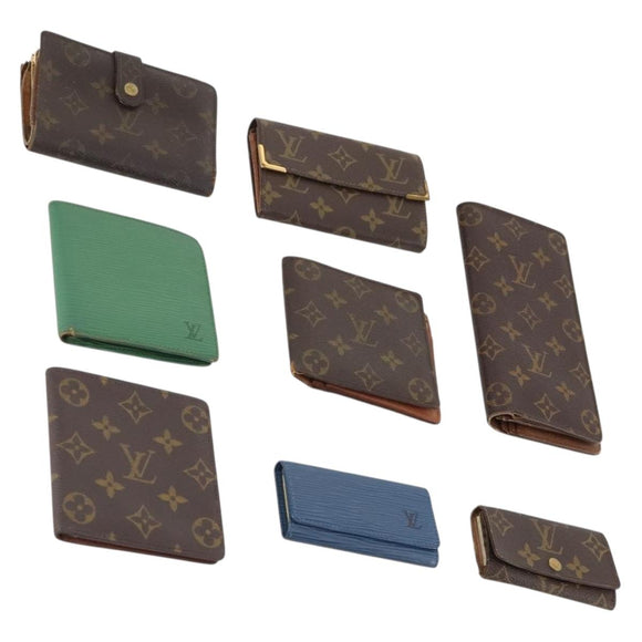 LOUIS VUITTON Monogram Epi Wallet 8 Set Green Blue LV Auth BA13442