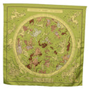 HERMES Carre 90 Scarf ""HEMISPHARIUM COELI BOREALE"" Silk Green Auth BA13445-1
