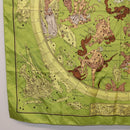 HERMES Carre 90 Scarf ""HEMISPHARIUM COELI BOREALE"" Silk Green Auth BA13445-8