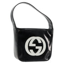 GUCCI Hand Bag Patent leather Black Silver Auth BA13449-1