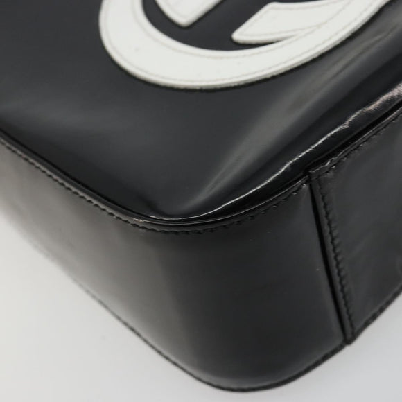 GUCCI Hand Bag Patent leather Black Silver Auth BA13449