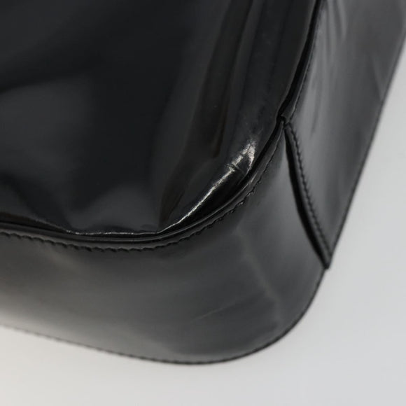 GUCCI Hand Bag Patent leather Black Silver Auth BA13449