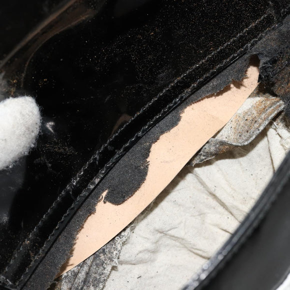 GUCCI Hand Bag Patent leather Black Silver Auth BA13449