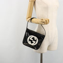 GUCCI Hand Bag Patent leather Black Silver Auth BA13449-20