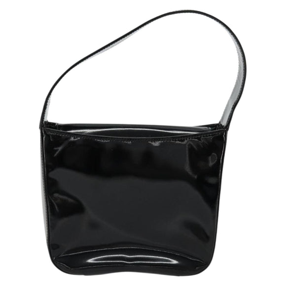 GUCCI Hand Bag Patent leather Black Silver Auth BA13449