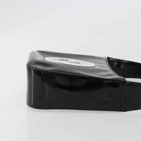 GUCCI Hand Bag Patent leather Black Silver Auth BA13449