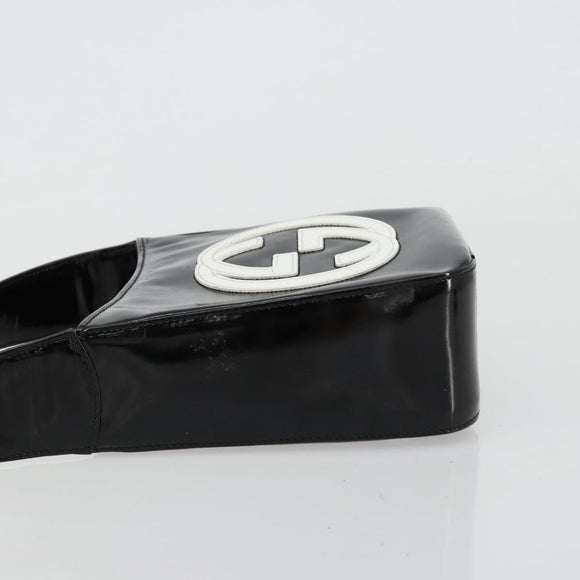 GUCCI Hand Bag Patent leather Black Silver Auth BA13449