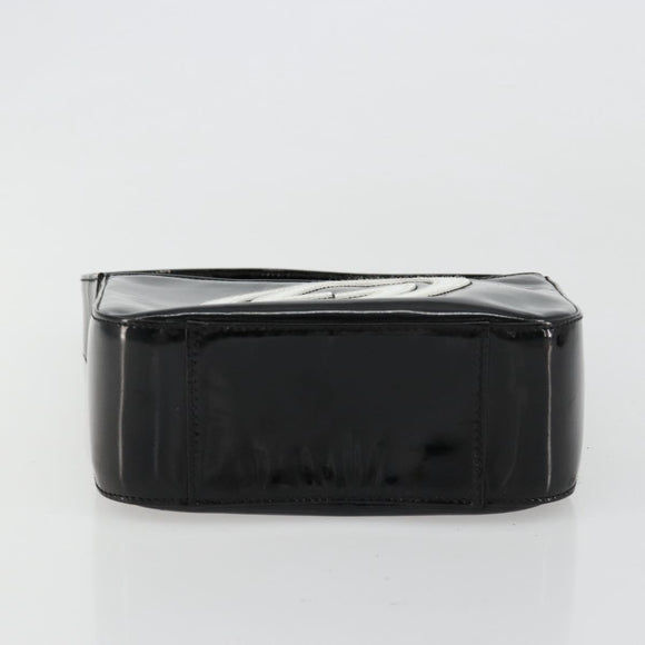 GUCCI Hand Bag Patent leather Black Silver Auth BA13449
