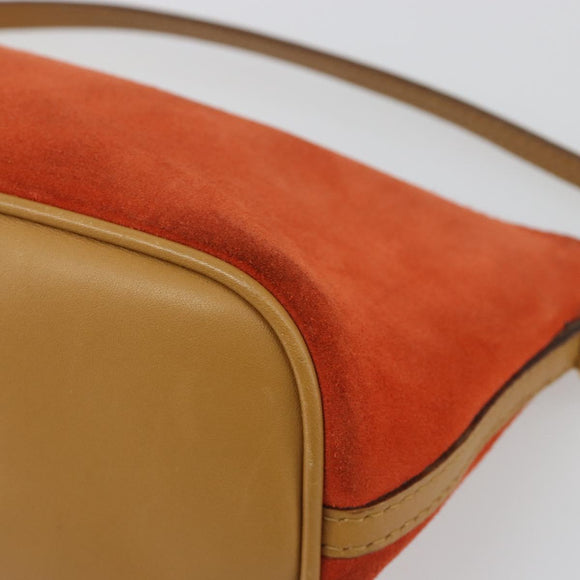 GUCCI Hand Bag Suede Orange Gold 039 1103 Auth BA13451