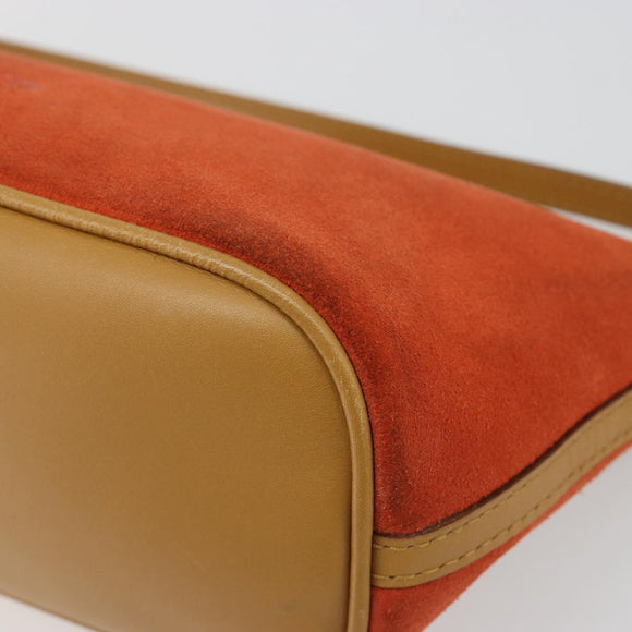 GUCCI Hand Bag Suede Orange Gold 039 1103 Auth BA13451