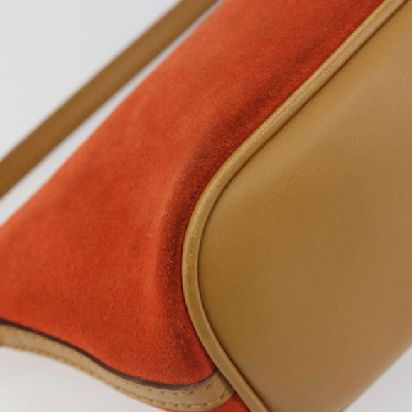 GUCCI Hand Bag Suede Orange Gold 039 1103 Auth BA13451