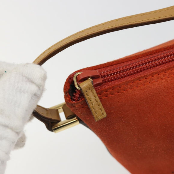 GUCCI Hand Bag Suede Orange Gold 039 1103 Auth BA13451