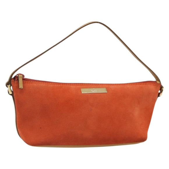 GUCCI Hand Bag Suede Orange Gold 039 1103 Auth BA13451