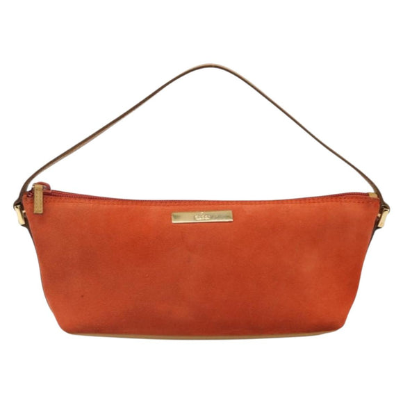GUCCI Hand Bag Suede Orange Gold 039 1103 Auth BA13451