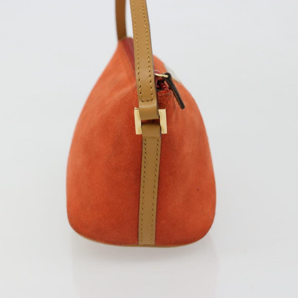 GUCCI Hand Bag Suede Orange Gold 039 1103 Auth BA13451