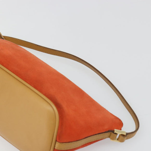 GUCCI Hand Bag Suede Orange Gold 039 1103 Auth BA13451