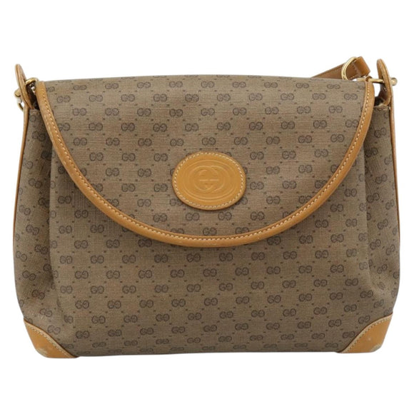 GUCCI Micro GG Supreme Schoudertas PVC Beige Goud 001 099 4084 Auth BA13452
