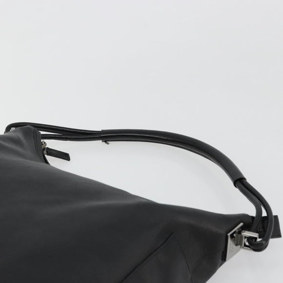 GUCCI Shoulder Bag Leather Black Silver 001 3770 Auth BA13453