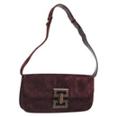 Salvatore Ferragamo Shoulder Bag Suede Bordeaux Gold Auth BA13454A-1