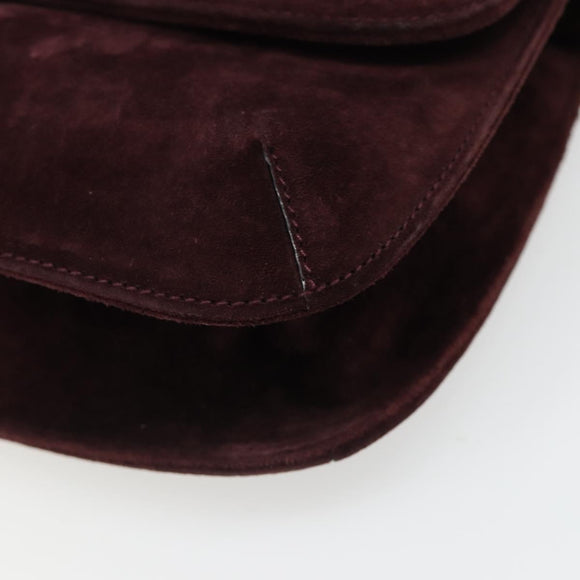 Salvatore Ferragamo Shoulder Bag Suede Bordeaux Gold Auth BA13454A