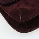Salvatore Ferragamo Shoulder Bag Suede Bordeaux Gold Auth BA13454A-14